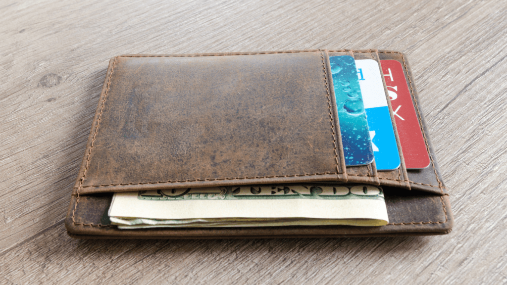 a wallet sitting on a table